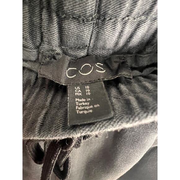 COS Relaxed Fit Cotton/Linen Blend Drawstring Black Pants Women's Size 10 - Picture 5 of 8